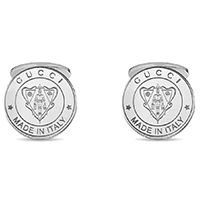 Круглі срібні запонки Gucci із вигравіруваним гербом, фото