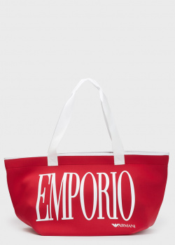 Красная сумка Emporio Armani с крупным логотипом, фото
