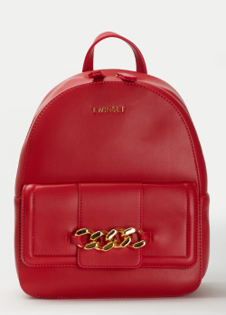Красный рюкзак Twin-Set Zaino с карманом под клапаном, фото