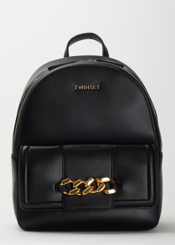 Черный рюкзак Twin-Set Zaino с декором-цепью, фото