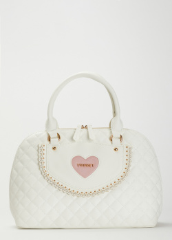Белая сумка Twin-Set Top handle с розовым сердцем, фото