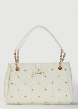 Біла сумка Twin-Set Shopper з декором-заклепками, фото