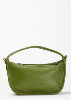 Зелена сумка Plinio Visona із зернистої шкіри, фото