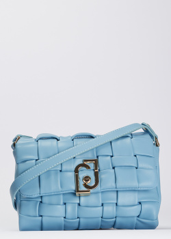 Блакитна сумка Liu Jo із плетінням на клапані, фото
