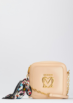 Бежева сумка Love Moschino з різнобарвною хусткою, фото