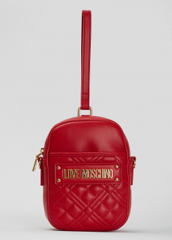 Вертикальна сумка Love Moschino червоного кольору, фото