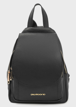 Кожаный рюкзак с клапаном Di Gregorio черного цвета, фото