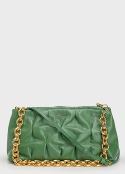 Зелена сумка Coccinelle Ophelie зі шкіри зі збірками, фото