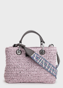 Плетена сумка Emporio Armani рожевого кольору, фото