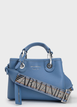 Голубая сумка Emporio Armani на широком ремне, фото