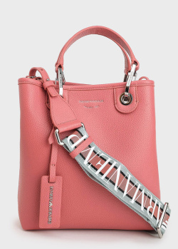 Розовая сумка Emporio Armani с надписью на ремне, фото