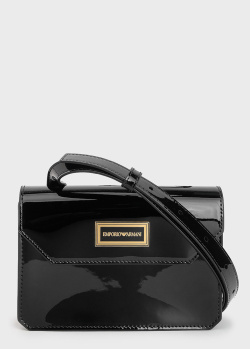Лаковая сумка Emporio Armani с брендовым декором, фото