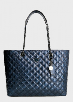 Синяя сумка-шоппер Guess Cessily из экокожи, фото