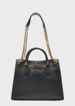 Чорна сумка Guess Nell Girlfriend із брендовим декором, фото