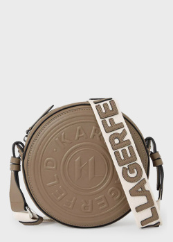 Кругла сумка Karl Lagerfeld зі шкіри з тисненням, фото