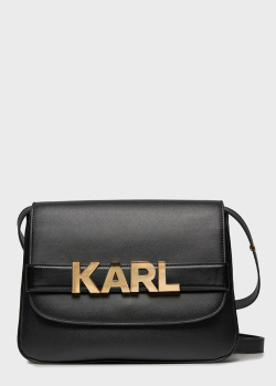 Чорна сумка Karl Lagerfeld K/Letters із брендовим декором, фото