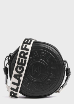 Кругла сумка Karl Lagerfeld K/Circle зі шкіри з тисненням, фото