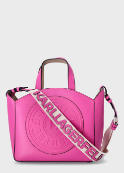 Рожева сумка Karl Lagerfeld з фірмовою нашивкою, фото