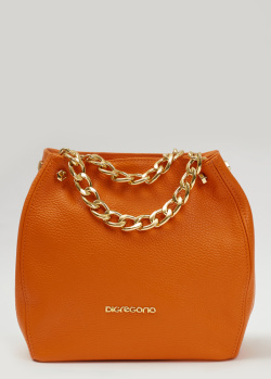 Оранжевая сумка Di Gregorio из крупнозернистой кожи, фото