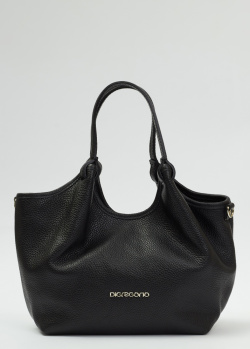 Чорна сумка Di Gregorio з брендовим декором, фото