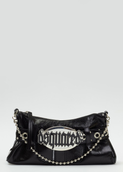 Чорна сумка Dsquared2 із брендовим декором, фото