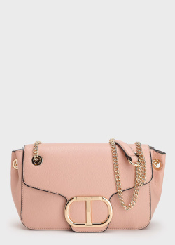 Розовая сумка Twin-Set с брендовым декором, фото