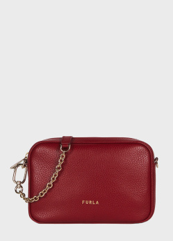 Бордовая сумка Furla Real mini из зернистой кожи, фото