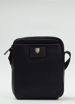 Чорна сумка Philipp Plein Sport із фірмовим декором, фото