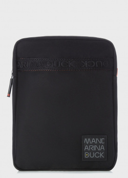 Чорна сумка Mandarina Duck Warrior із брендовою нашивкою, фото