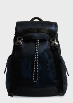 Синій рюкзак Emporio Armani з принтом мілітарі, фото