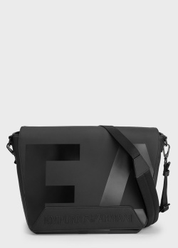 Чорна сумка Emporio Armani з брендовим принтом, фото