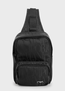 Чорна сумка Emporio Armani з написами, фото