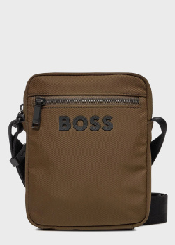 Коричнева сумка Hugo Boss з логотипом, фото
