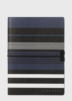 Блокнот для нотаток Hugo Boss Storyline Stripes Blue А6 із гумкою посередині, фото