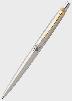 Шариковая ручка Parker Jotter 17 Ukraine Stainless Steel GT Герб Украины, фото