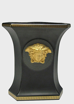 Чорна ваза Rosenthal Versace Gorgona 18см із золотою медузою, фото