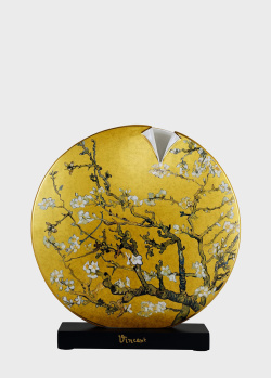 Декоративная ваза на деревянной подставке Goebel Artis Orbis Vincent van Gogh Almond Tree Gold 33,5см Limited Edition, фото