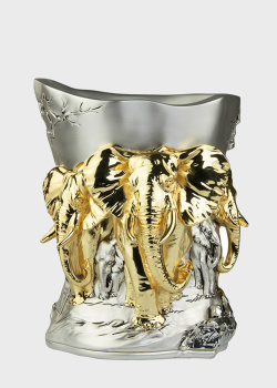 Декоративная ваза Linea Argenti Animali Dal Mondo Золотые слоны 15см Limited Edition, фото