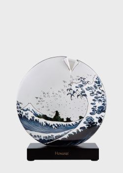 Настільна ваза на дерев'яній основі Goebel Katsushika Hokusai The Great Wave II 22,5см, фото