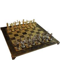 Шахматы Manopoulos Греческая мифология коричневые в деревянном футляре, фото