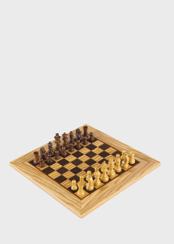Шахматы Manopoulos Olive Bur коричневого цвета в футляре, фото