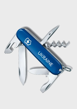 Складной нож с синей рукоятью Victorinox Spartan Ukraine 12 функций, фото