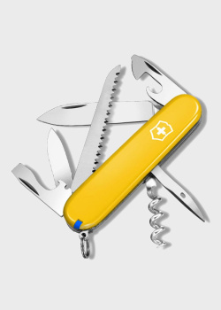 Швейцарский складной нож Victorinox Camper желтого цвета на 13 функций, фото