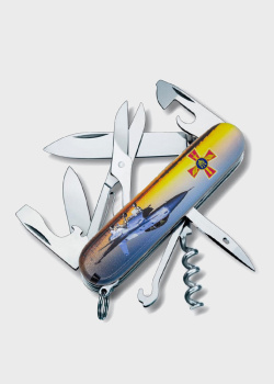 Швейцарский нож Victorinox Сlimber Army Самолет + Эмблема ПС ВСУ 14 функций, фото
