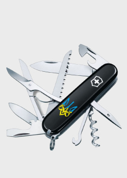 Швейцарский складной нож Victorinox Huntsman Ukraine Трезубец готический сине-желтый 15 функций, фото