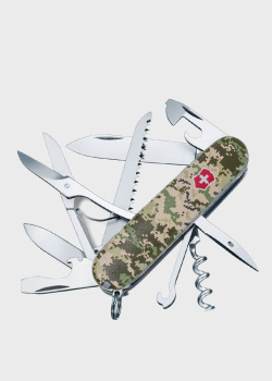 Складной нож Victorinox Huntsman Army Пиксель с красным лого 15 функций, фото