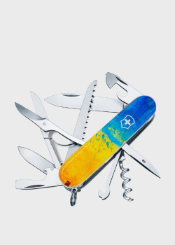 Складной нож Victorinox Huntsman Ukraine Желто-синий рисунок 15 функций, фото