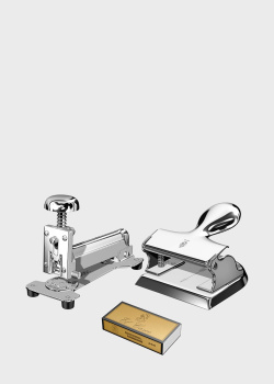 Набір зі степлера та дирокола El Casco Desk Accessories сріблястого кольору, фото