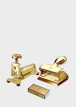 Набір із дирокола та степлера золотистого кольору El Casco Desk Accessories, фото