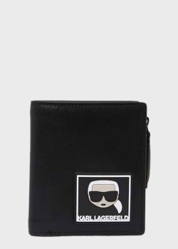 Черное портмоне Karl Lagerfeld K/Ikonik с брендовой нашивкой, фото
